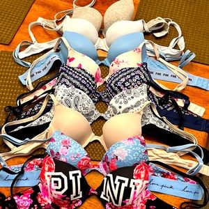 9 Bras from Pink.  All size 32A.
